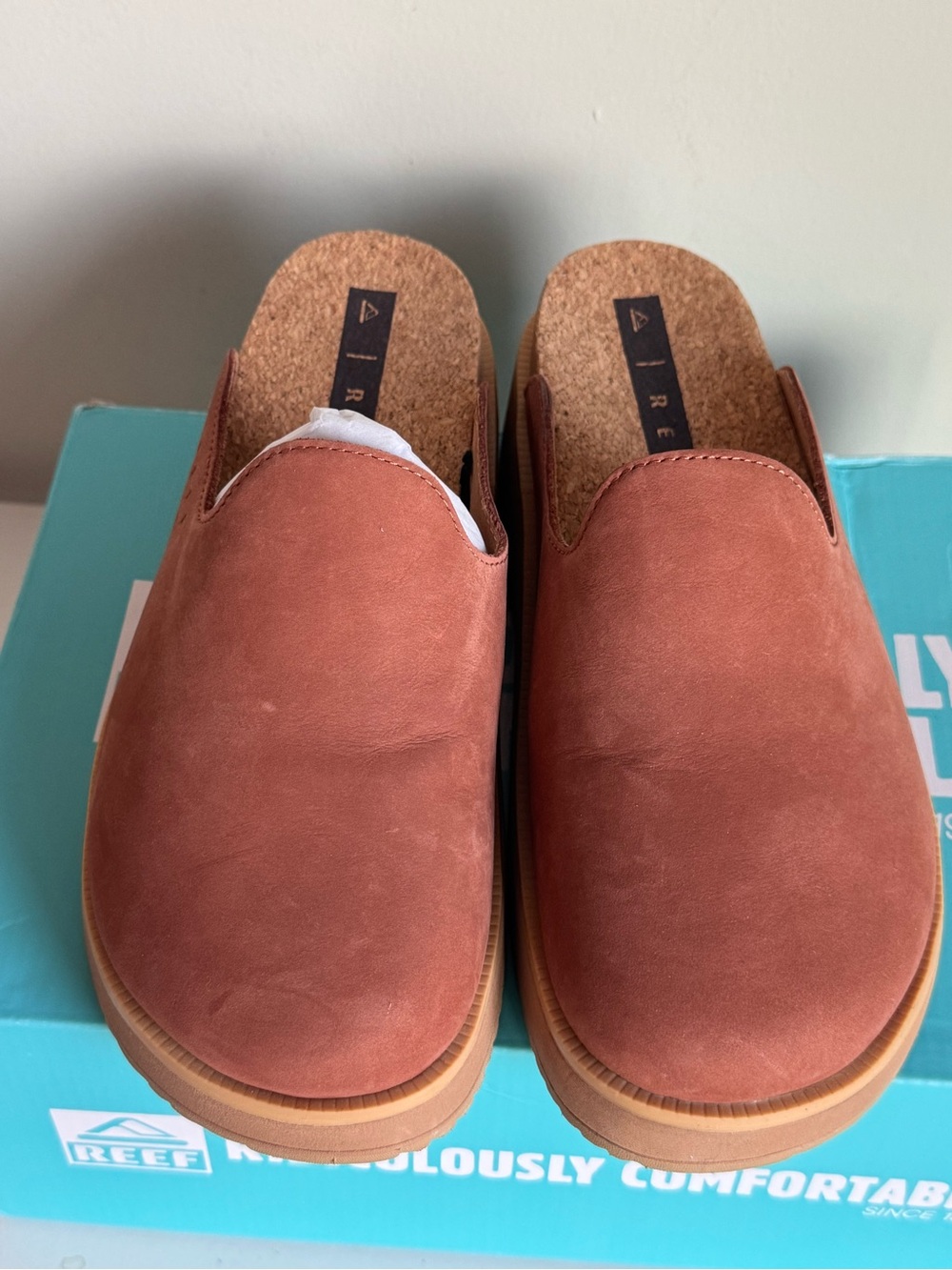 REEF Vista Skye Mule Clog Caramel Suede Leather Platform Slip-on Lightweight 8 - Picture 2 of 8